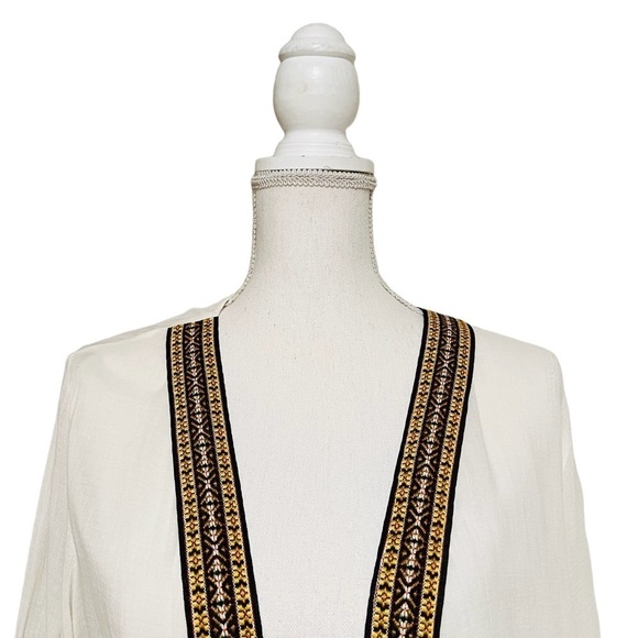 GYPSY JUNKIES WOMENS CREME COLOR OPEN KIMONO WITH EMBROIDERY SIZE M/L - Picture 2 of 11